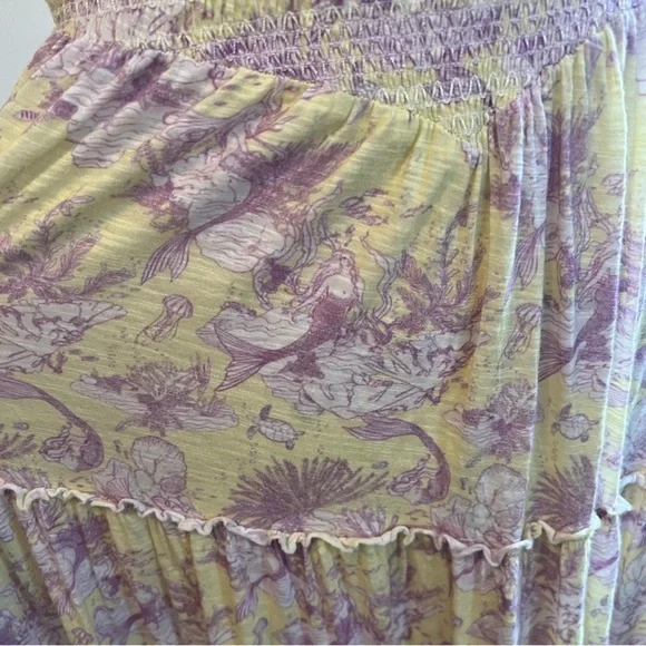 NWOT LoveShackFancy Rare Sample Chessie Dress Purple/Yellow Mermaid Print Size S - Picture 4 of 5